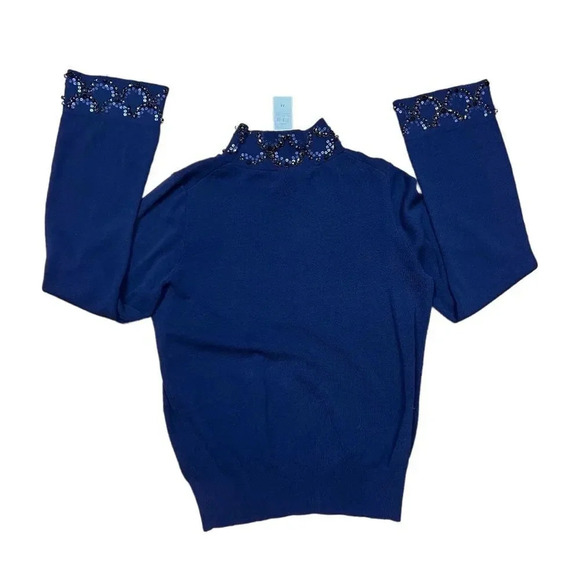Ann Taylor Embellished Mock Neck Bell Sleeve Sweater M New - Picture 5 of 9